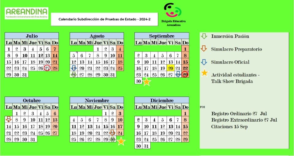 Calendario Pruebas de Estado